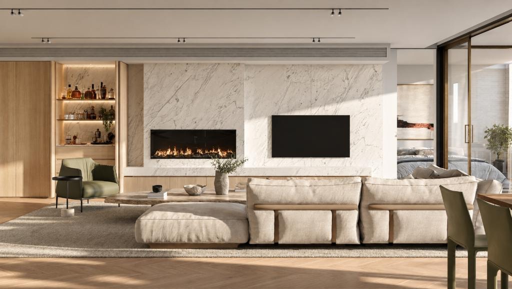 Henri House Darlinghurst — rooftop terrace with Sydney skyline and fire pit